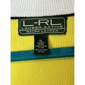 Lauren Ralph Lauren Half Front Zip XL White Sleeve Yellow Sweater 100% Cotton!!
